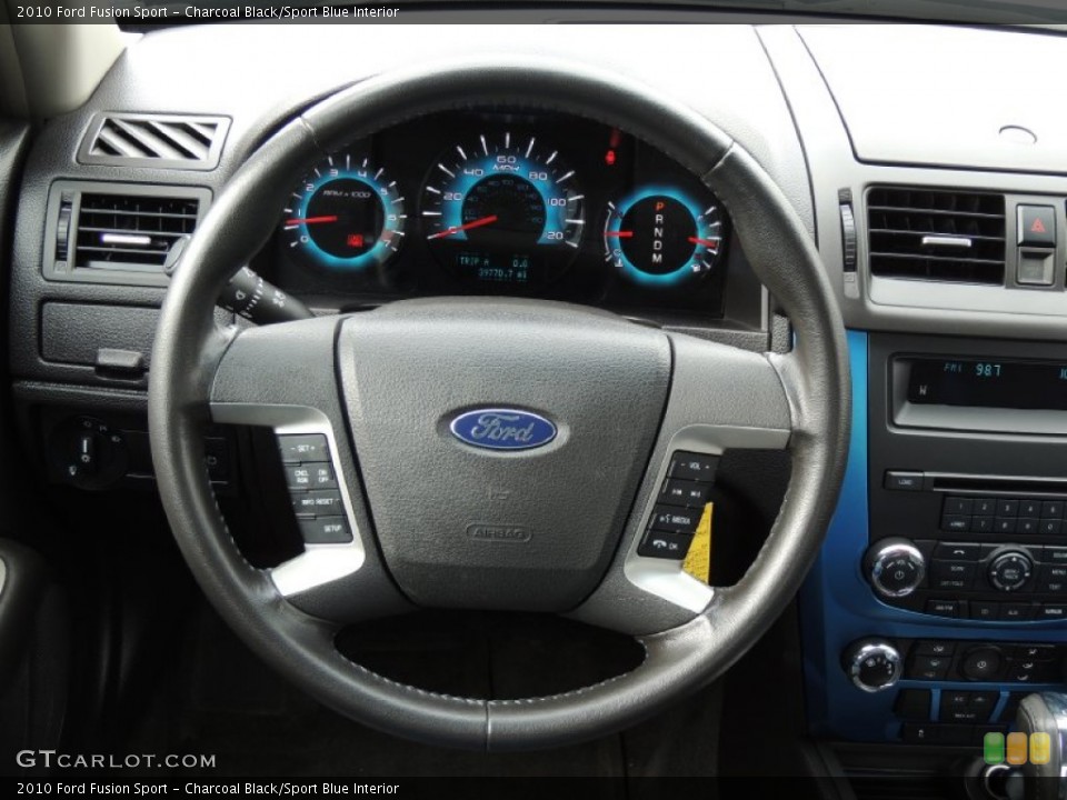 Charcoal Black/Sport Blue Interior Steering Wheel for the 2010 Ford Fusion Sport #77416461