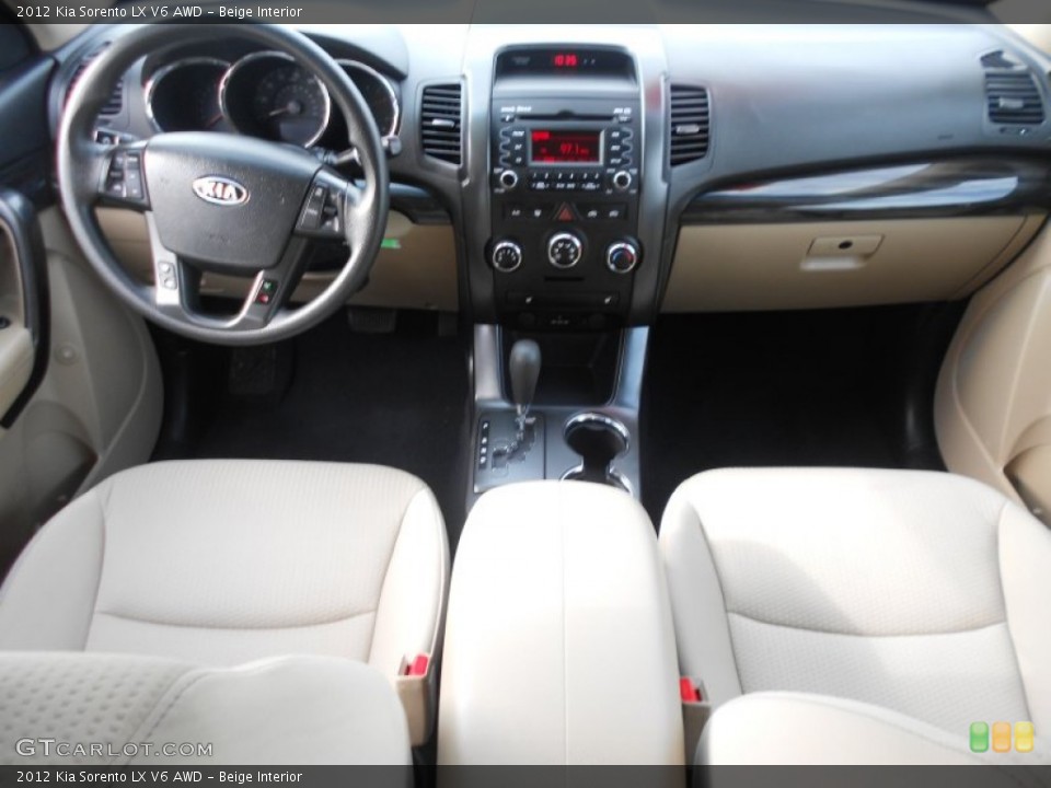 Beige Interior Dashboard for the 2012 Kia Sorento LX V6 AWD #77420301