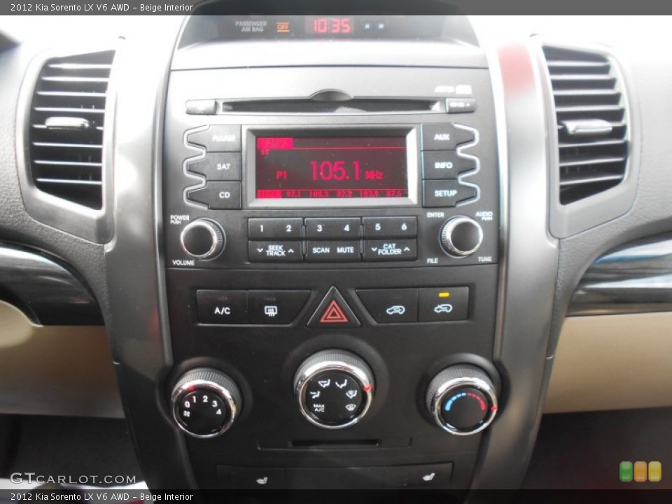 Beige Interior Controls for the 2012 Kia Sorento LX V6 AWD #77420363