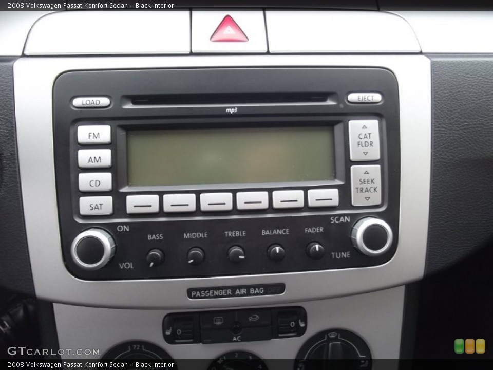 Black Interior Audio System for the 2008 Volkswagen Passat Komfort Sedan #77436318