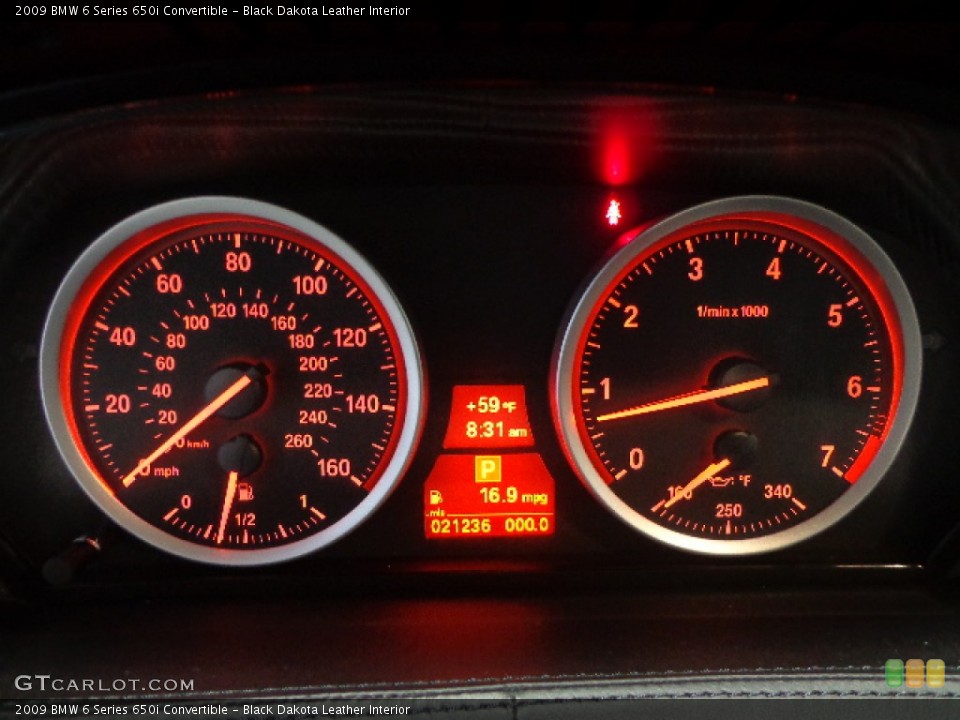Black Dakota Leather Interior Gauges for the 2009 BMW 6 Series 650i Convertible #77454947