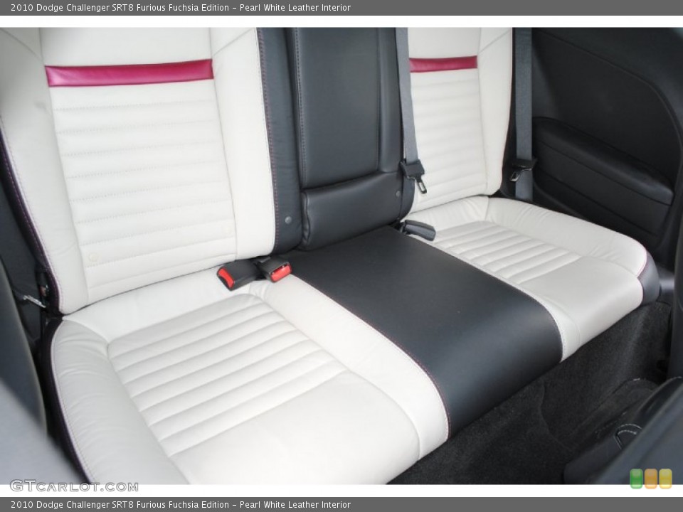 Pearl White Leather Interior Rear Seat for the 2010 Dodge Challenger SRT8 Furious Fuchsia Edition #77468769