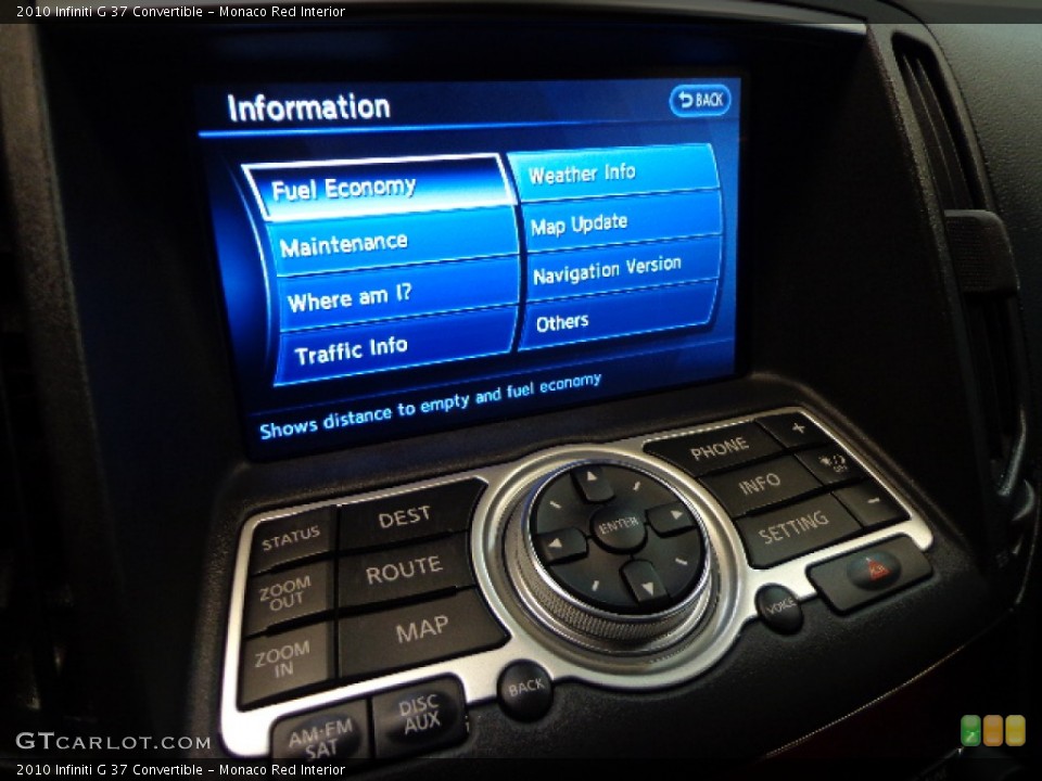 Monaco Red Interior Controls for the 2010 Infiniti G 37 Convertible #77472090