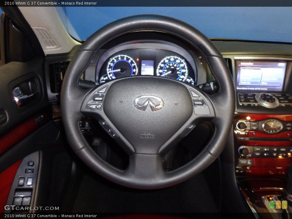 Monaco Red Interior Steering Wheel for the 2010 Infiniti G 37 Convertible #77472132