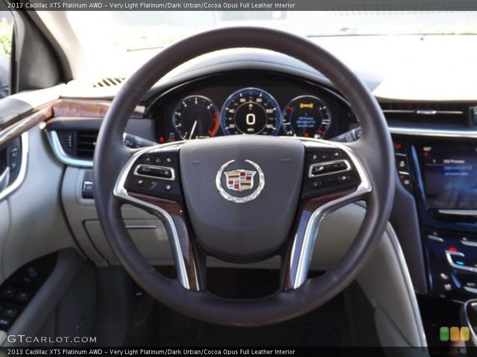 Very Light Platinum/Dark Urban/Cocoa Opus Full Leather Interior Steering Wheel for the 2013 Cadillac XTS Platinum AWD #77488074