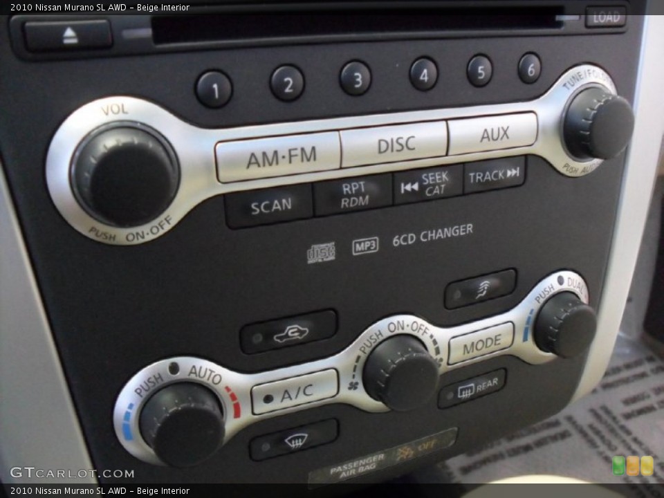 Beige Interior Controls for the 2010 Nissan Murano SL AWD #77492043