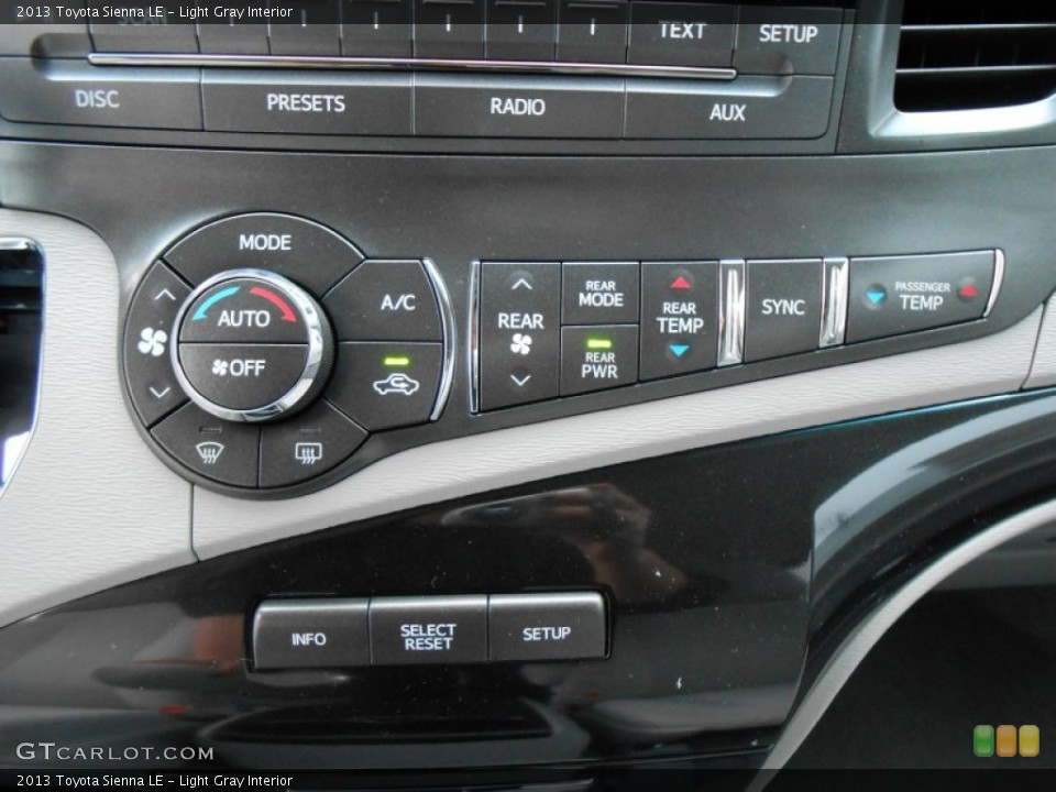 Light Gray Interior Controls for the 2013 Toyota Sienna LE #77527016