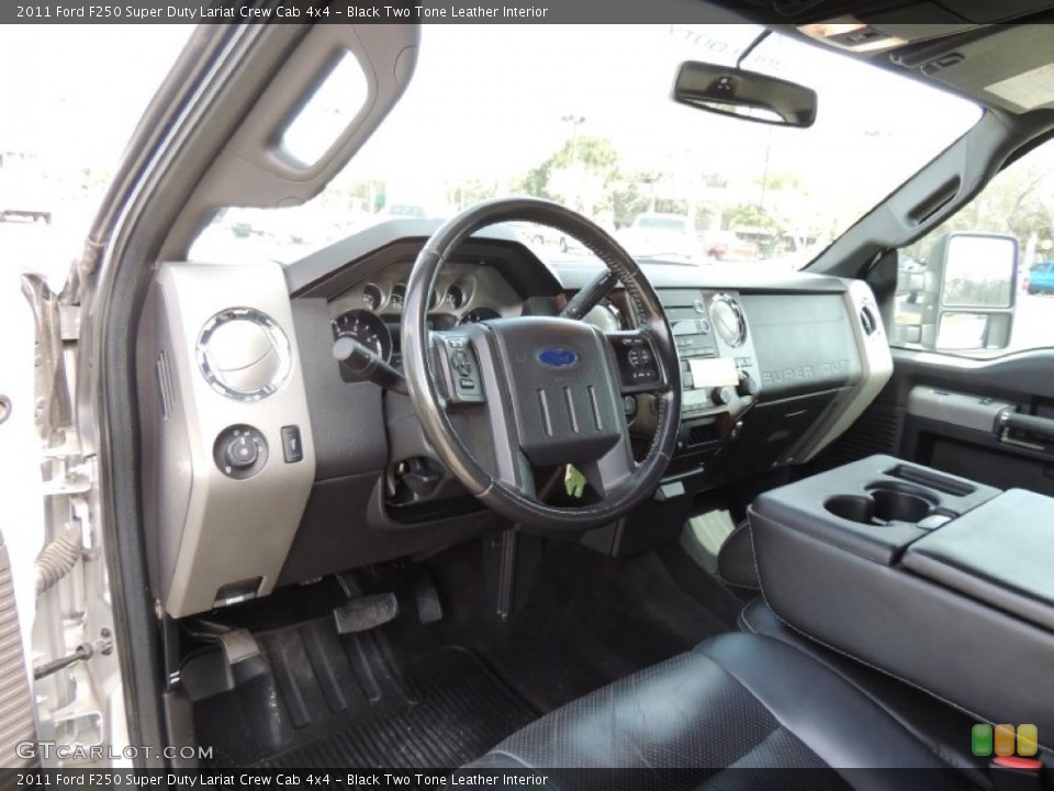 Black Two Tone Leather Interior Prime Interior for the 2011 Ford F250 Super Duty Lariat Crew Cab 4x4 #77527790