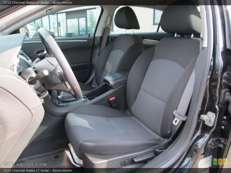 Ebony Interior Front Seat for the 2010 Chevrolet Malibu LT Sedan #77531857
