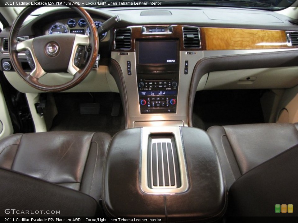 Cocoa/Light Linen Tehama Leather Interior Dashboard for the 2011 Cadillac Escalade ESV Platinum AWD #77540324