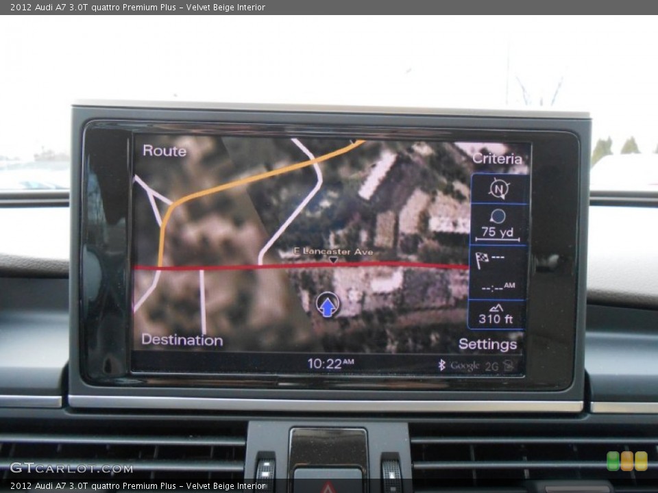 Velvet Beige Interior Navigation for the 2012 Audi A7 3.0T quattro Premium Plus #77545280