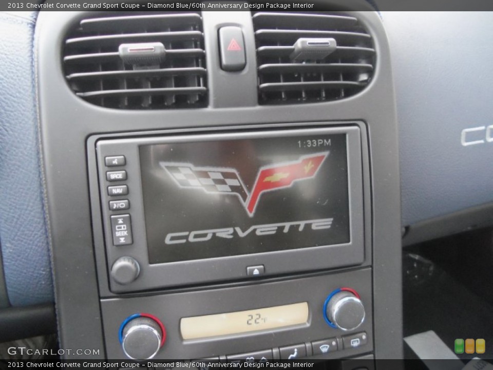 Diamond Blue/60th Anniversary Design Package Interior Controls for the 2013 Chevrolet Corvette Grand Sport Coupe #77546408