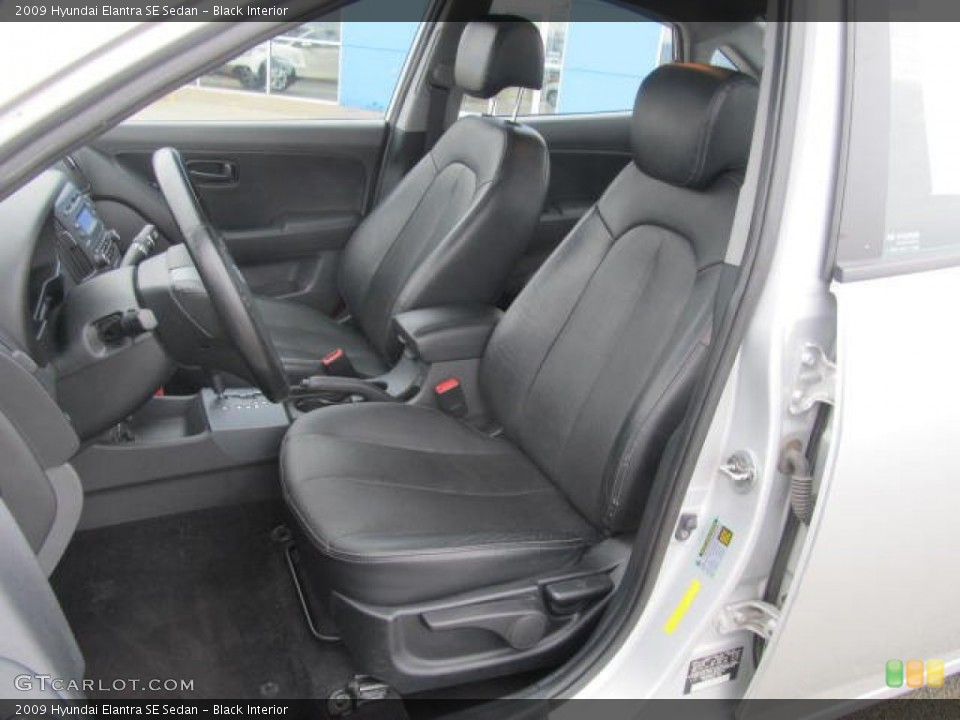 Black Interior Front Seat for the 2009 Hyundai Elantra SE Sedan #77576676