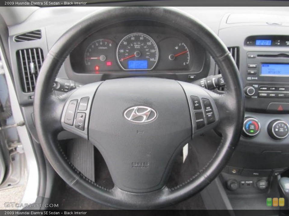 Black Interior Steering Wheel for the 2009 Hyundai Elantra SE Sedan #77576751