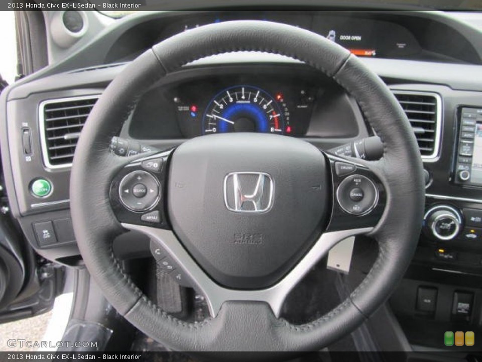 Black Interior Steering Wheel for the 2013 Honda Civic EX-L Sedan #77578743