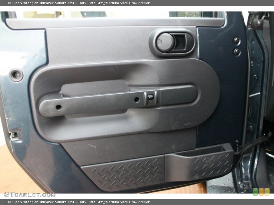 Dark Slate Gray/Medium Slate Gray Interior Door Panel for the 2007 Jeep Wrangler Unlimited Sahara 4x4 #77595453