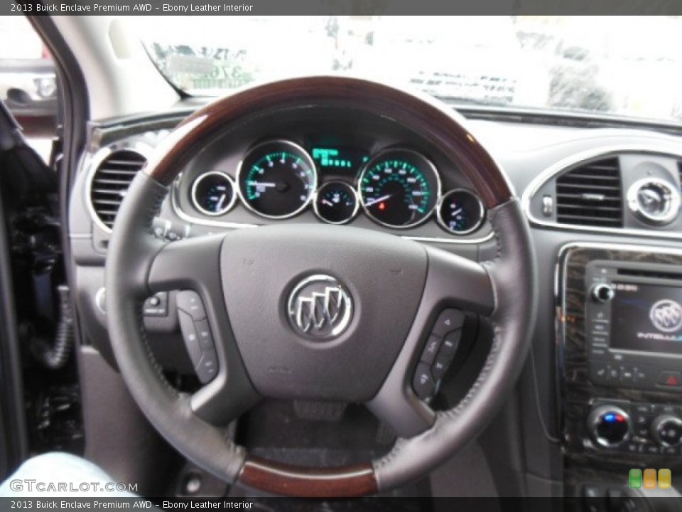 Ebony Leather Interior Steering Wheel for the 2013 Buick Enclave Premium AWD #77613724