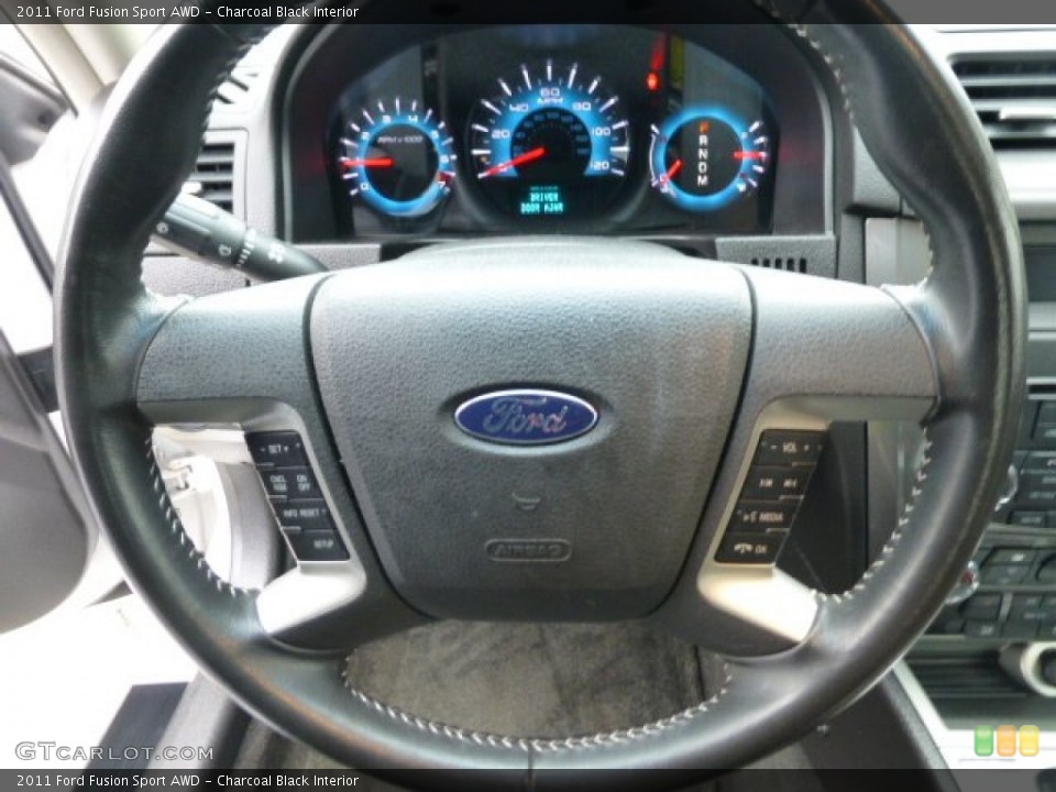Charcoal Black Interior Steering Wheel for the 2011 Ford Fusion Sport AWD #77617308