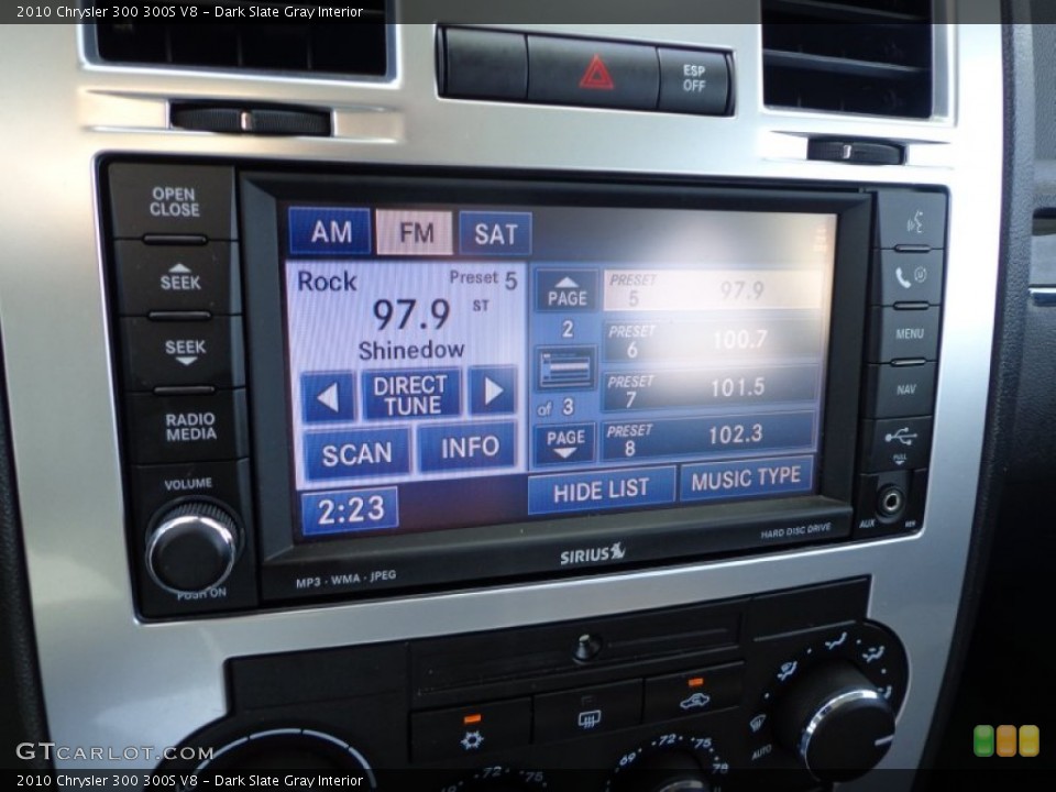 Dark Slate Gray Interior Controls for the 2010 Chrysler 300 300S V8 #77625866