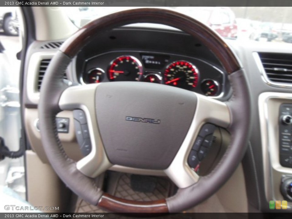 Dark Cashmere Interior Steering Wheel for the 2013 GMC Acadia Denali AWD #77630059