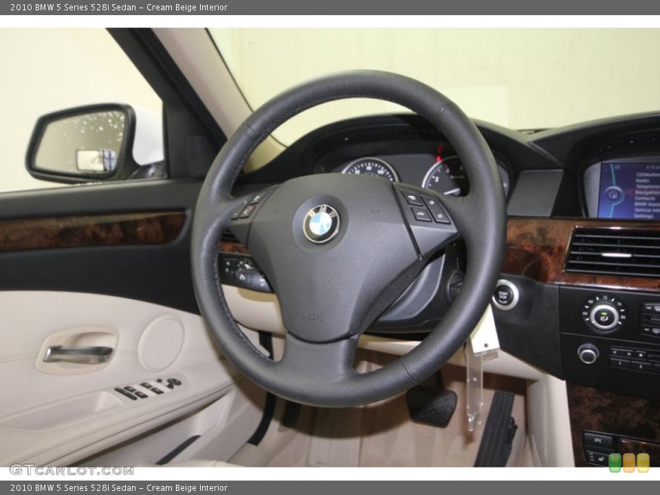 Cream Beige Interior Steering Wheel for the 2010 BMW 5 Series 528i Sedan #77631643