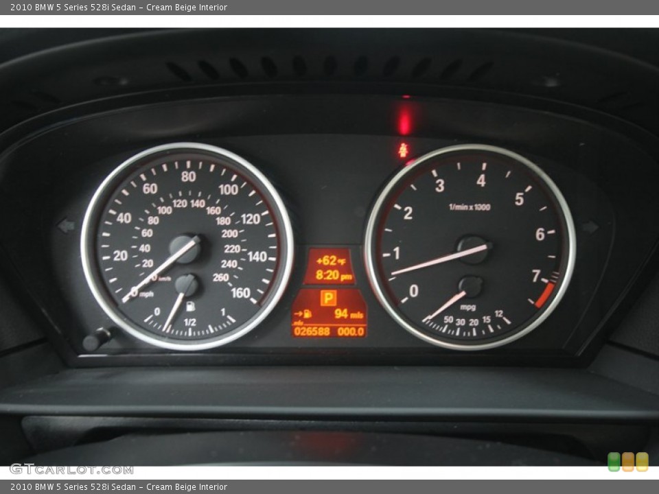 Cream Beige Interior Gauges for the 2010 BMW 5 Series 528i Sedan #77631844