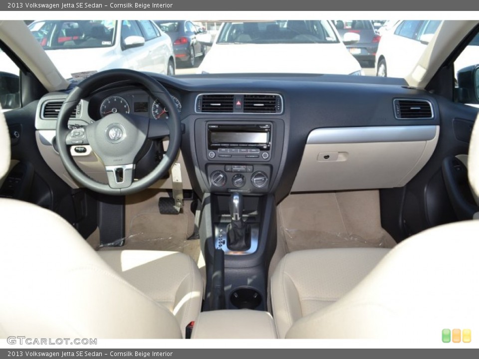 Cornsilk Beige Interior Dashboard for the 2013 Volkswagen Jetta SE Sedan #77640425