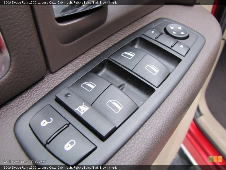 Light Pebble Beige/Bark Brown Interior Controls for the 2009 Dodge Ram 1500 Laramie Quad Cab #77651558