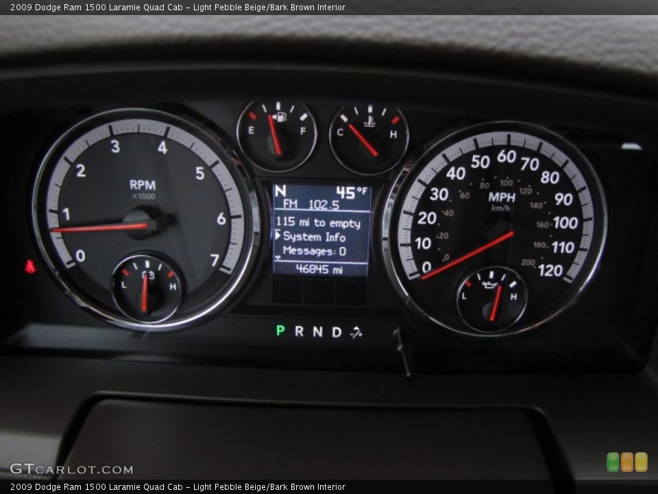 Light Pebble Beige/Bark Brown Interior Gauges for the 2009 Dodge Ram 1500 Laramie Quad Cab #77651865
