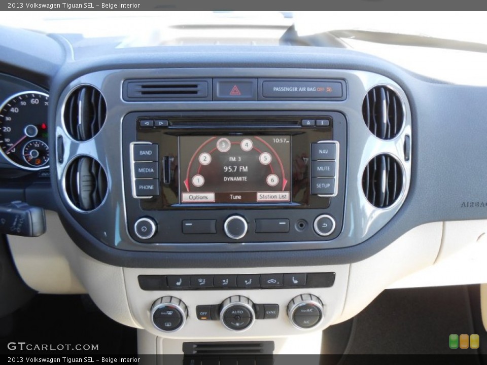Beige Interior Controls for the 2013 Volkswagen Tiguan SEL #77671727