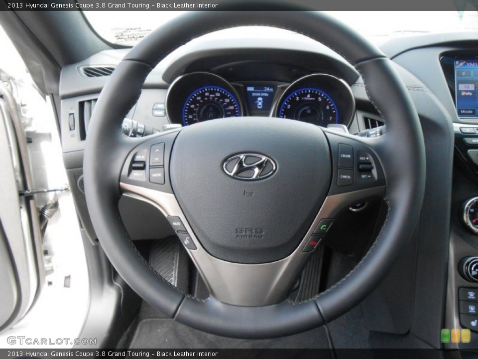 Black Leather Interior Steering Wheel for the 2013 Hyundai Genesis Coupe 3.8 Grand Touring #77673915