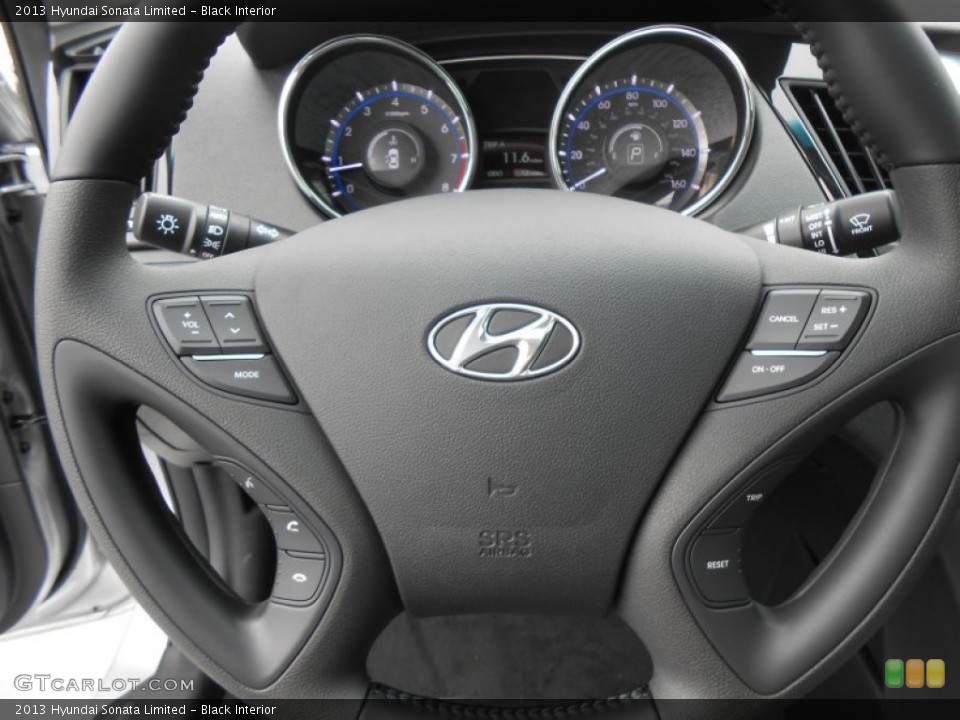 Black Interior Steering Wheel for the 2013 Hyundai Sonata Limited #77674362