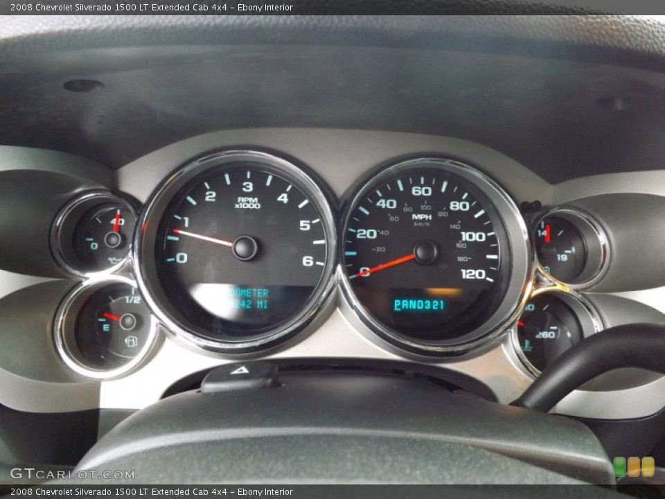 Ebony Interior Gauges for the 2008 Chevrolet Silverado 1500 LT Extended Cab 4x4 #77677472