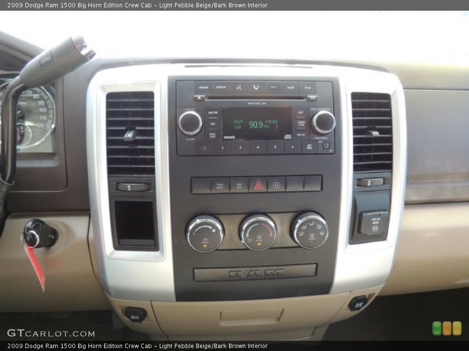 Light Pebble Beige/Bark Brown Interior Controls for the 2009 Dodge Ram 1500 Big Horn Edition Crew Cab #77678246