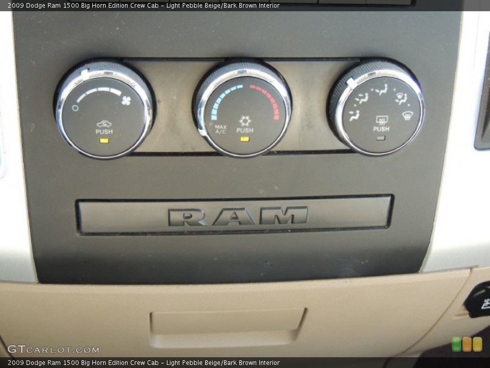 Light Pebble Beige/Bark Brown Interior Controls for the 2009 Dodge Ram 1500 Big Horn Edition Crew Cab #77678283