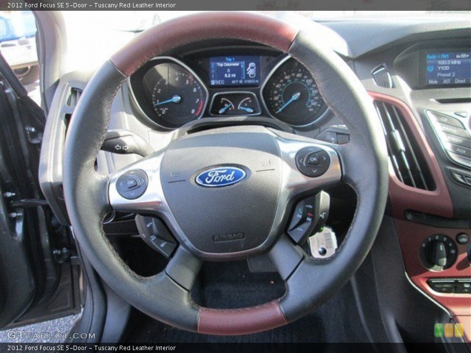 Tuscany Red Leather Interior Steering Wheel for the 2012 Ford Focus SE 5-Door #77683472