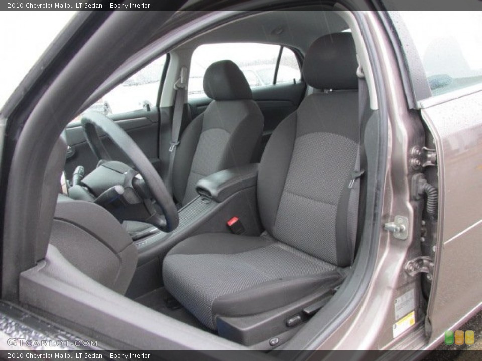 Ebony Interior Front Seat for the 2010 Chevrolet Malibu LT Sedan #77704368