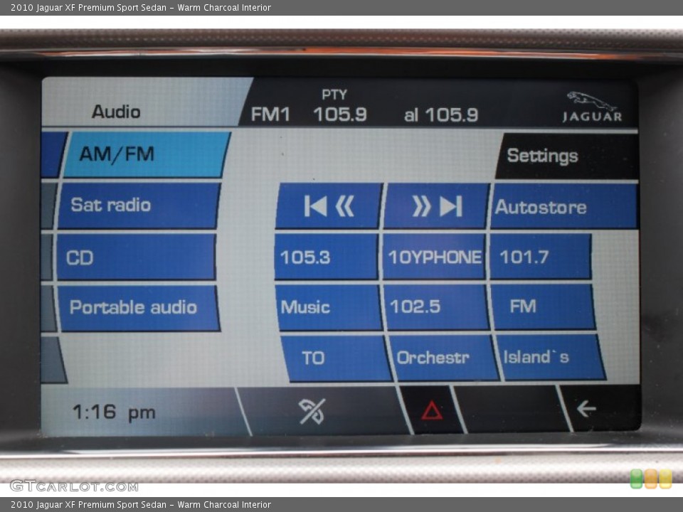 Warm Charcoal Interior Audio System for the 2010 Jaguar XF Premium Sport Sedan #77707907