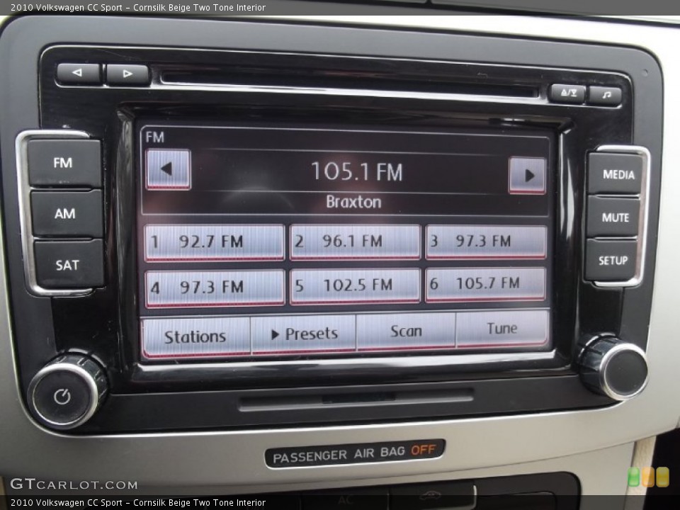 Cornsilk Beige Two Tone Interior Controls for the 2010 Volkswagen CC Sport #77719341