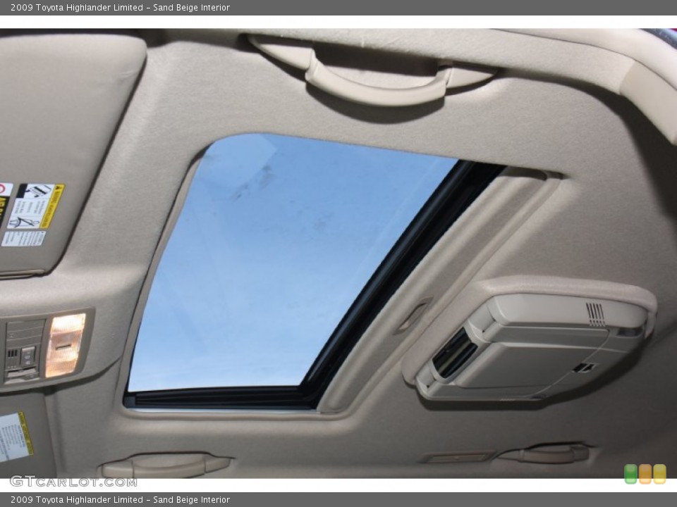 Sand Beige Interior Sunroof for the 2009 Toyota Highlander Limited #77727807