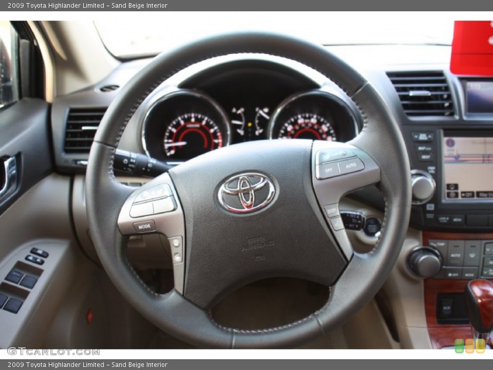 Sand Beige Interior Steering Wheel for the 2009 Toyota Highlander Limited #77727881