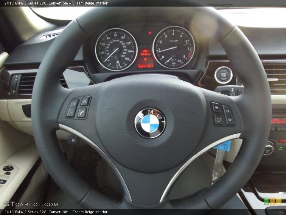 Cream Beige Interior Steering Wheel for the 2013 BMW 3 Series 328i Convertible #77728865