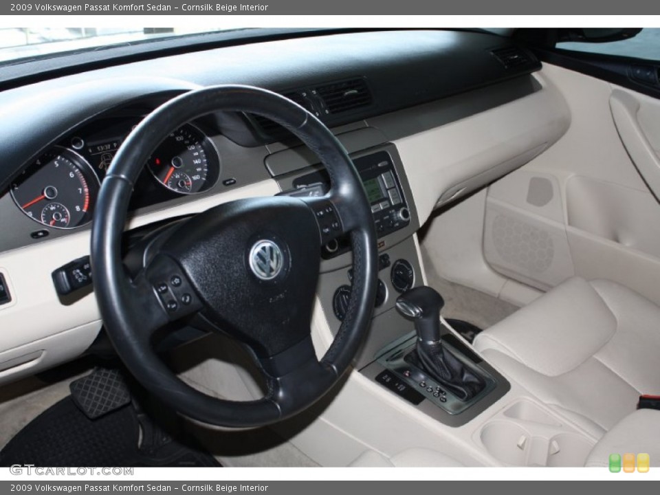 Cornsilk Beige Interior Dashboard for the 2009 Volkswagen Passat Komfort Sedan #77740556