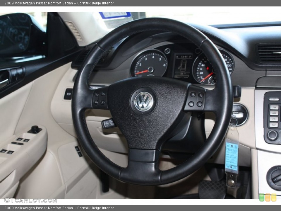 Cornsilk Beige Interior Steering Wheel for the 2009 Volkswagen Passat Komfort Sedan #77740897