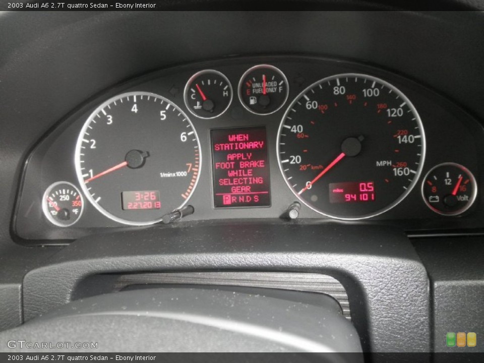 Ebony Interior Gauges for the 2003 Audi A6 2.7T quattro Sedan #77752281