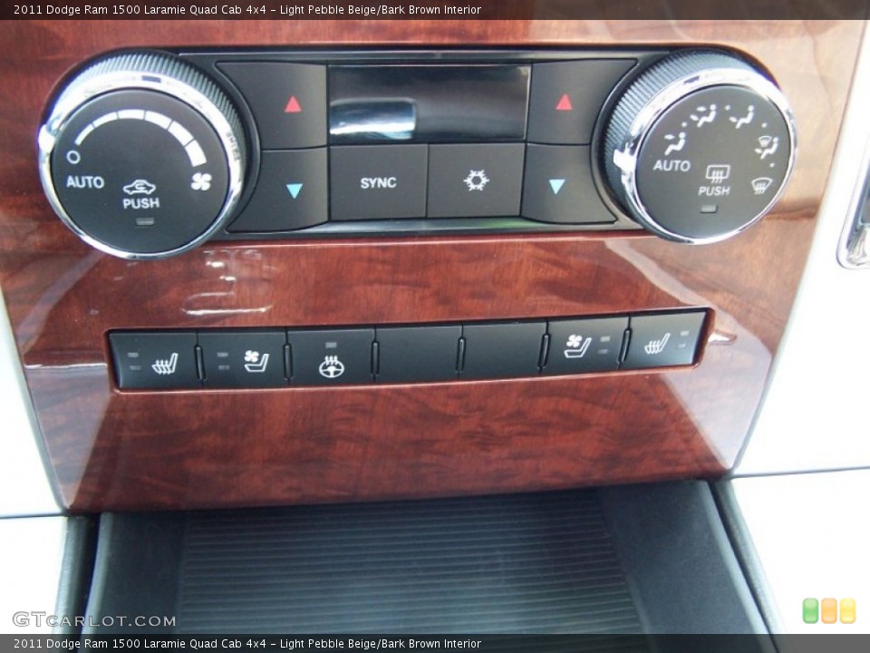 Light Pebble Beige/Bark Brown Interior Controls for the 2011 Dodge Ram 1500 Laramie Quad Cab 4x4 #77752528