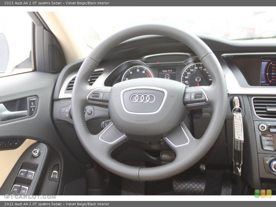 Velvet Beige/Black Interior Steering Wheel for the 2013 Audi A4 2.0T quattro Sedan #77754114