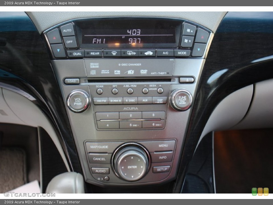Taupe Interior Controls for the 2009 Acura MDX Technology #77757360