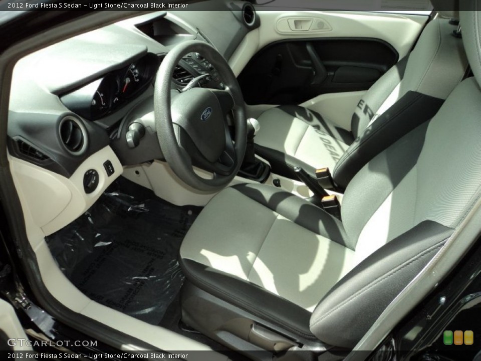 Light Stone/Charcoal Black Interior Prime Interior for the 2012 Ford Fiesta S Sedan #77757388