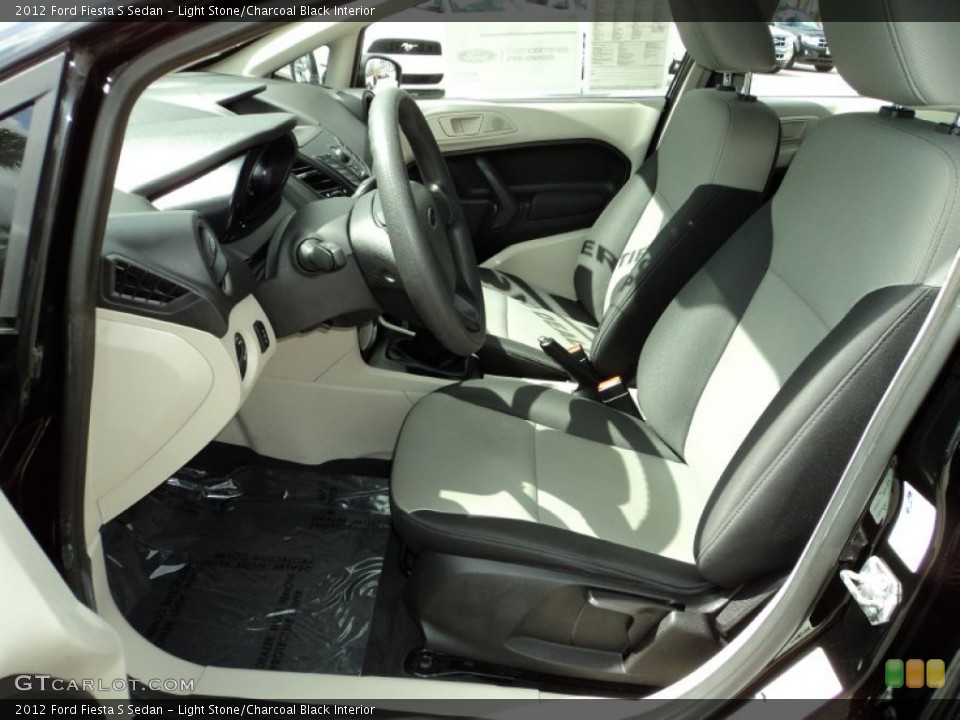 Light Stone/Charcoal Black Interior Front Seat for the 2012 Ford Fiesta S Sedan #77757405